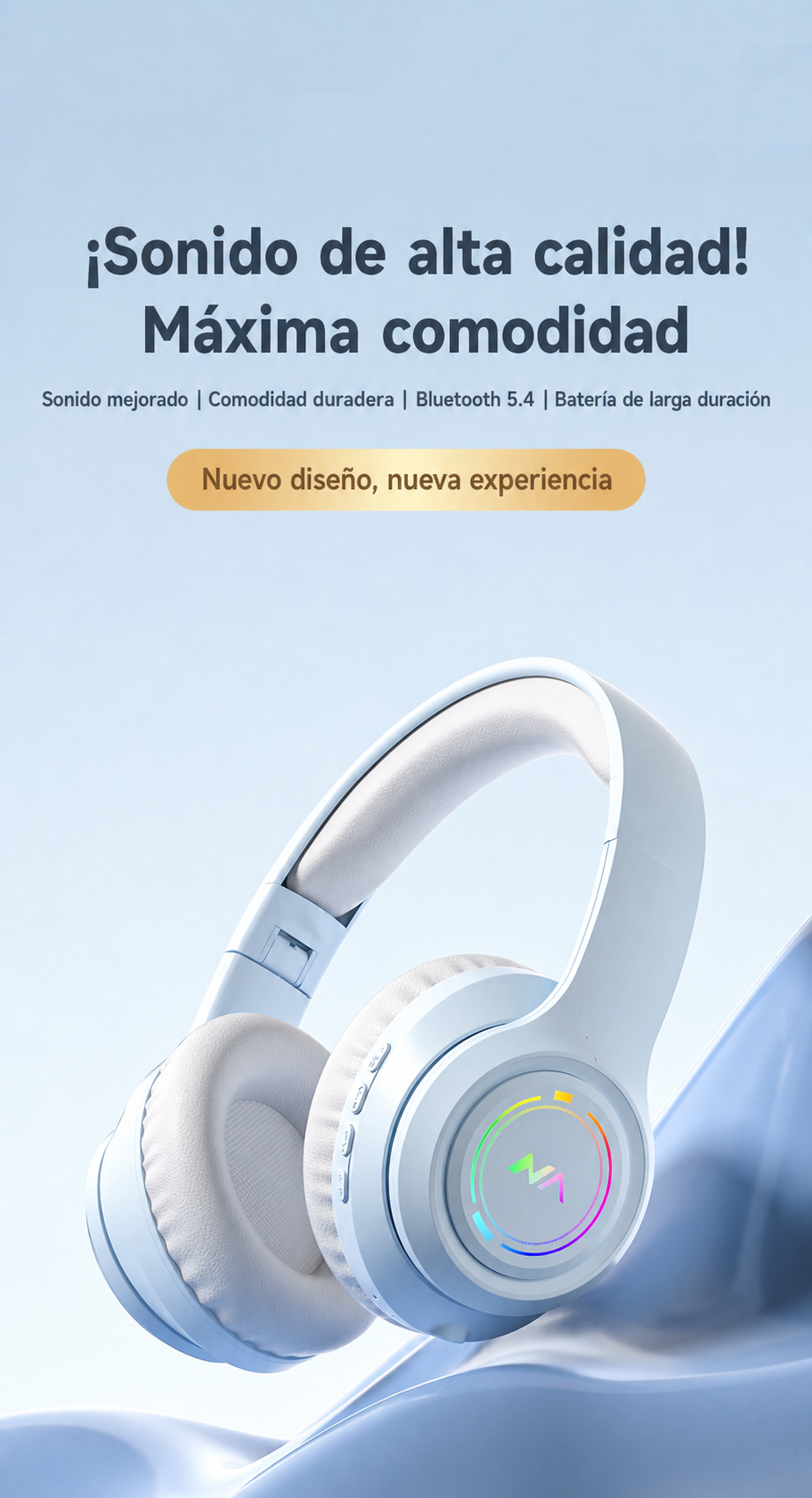 Audífonos Bluetooth Inalámbricos Diadema con Luz RGB - 12