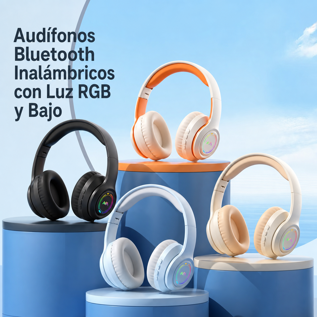 Audífonos Bluetooth Inalámbricos Diadema con Luz RGB - 2