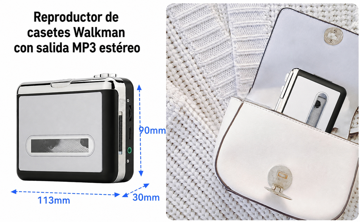 Walkman reproductor de casetes con salida MP3 estéreo - 11