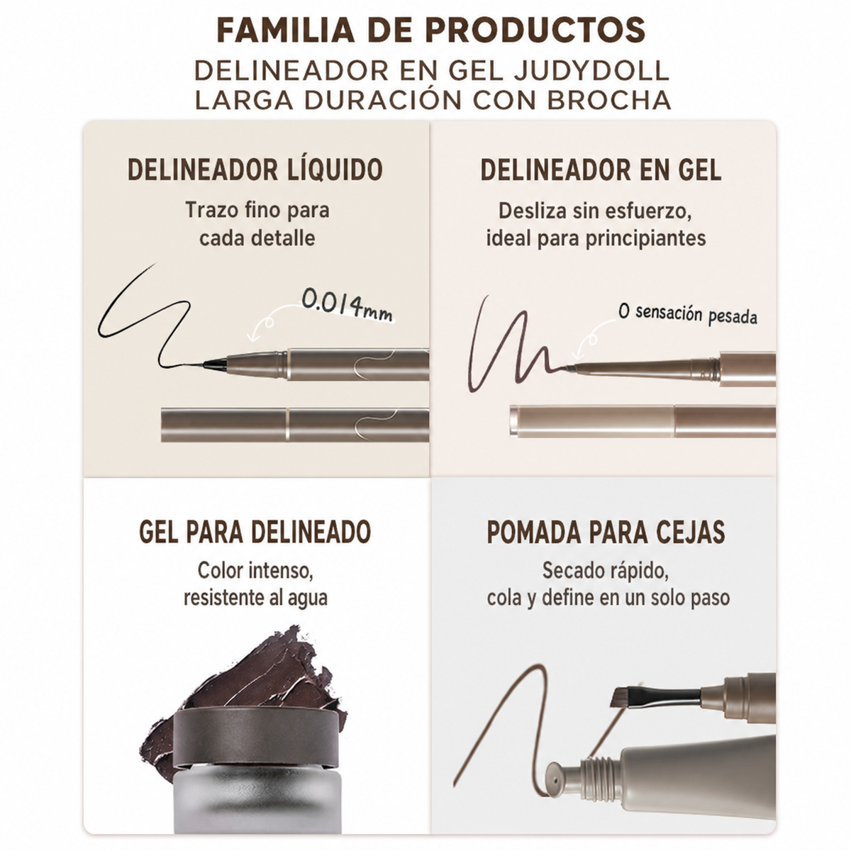 Delineador en gel Judydoll larga duración con brocha - 3