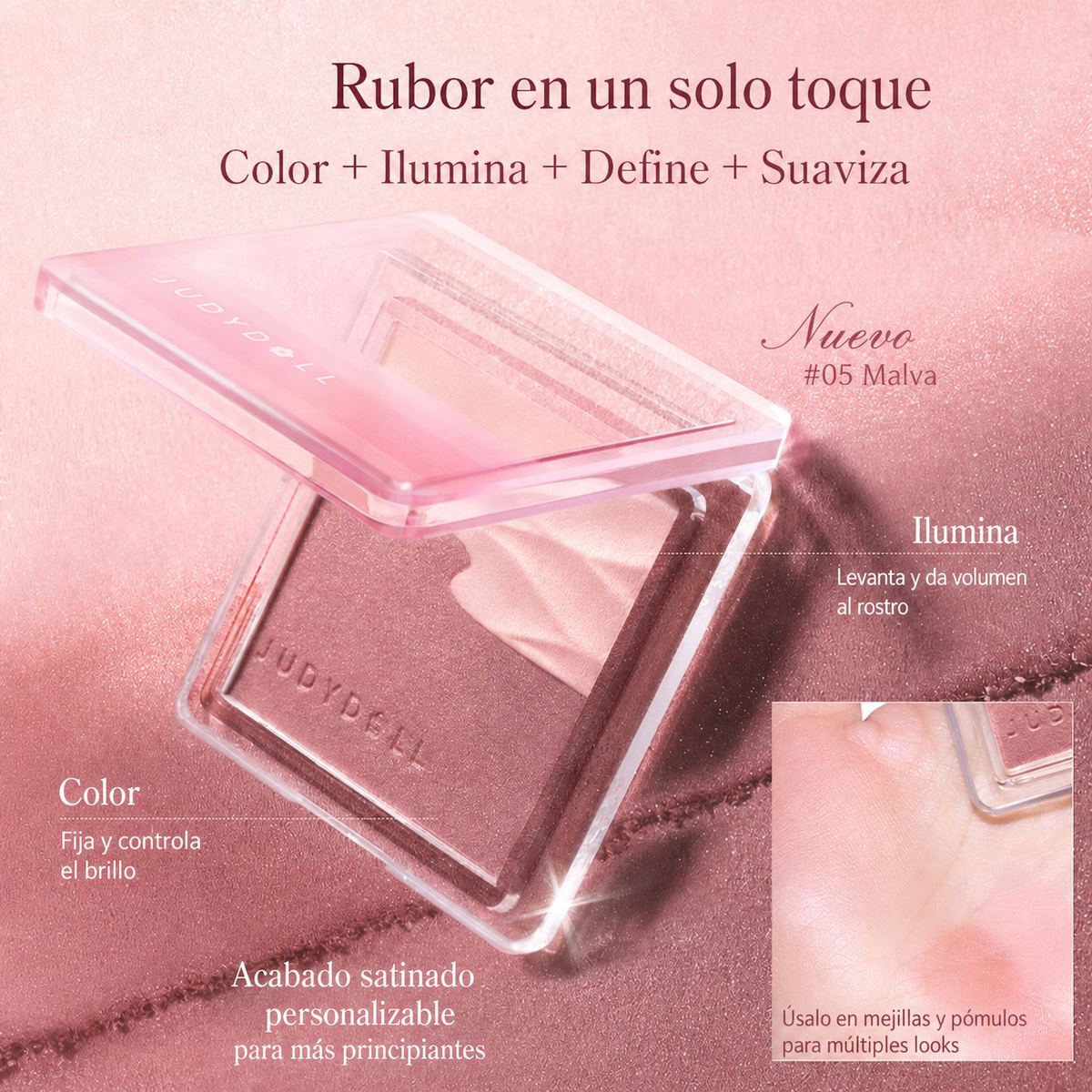 Rubor en Polvo Judydoll Doble Tono Acabado Mate - 1