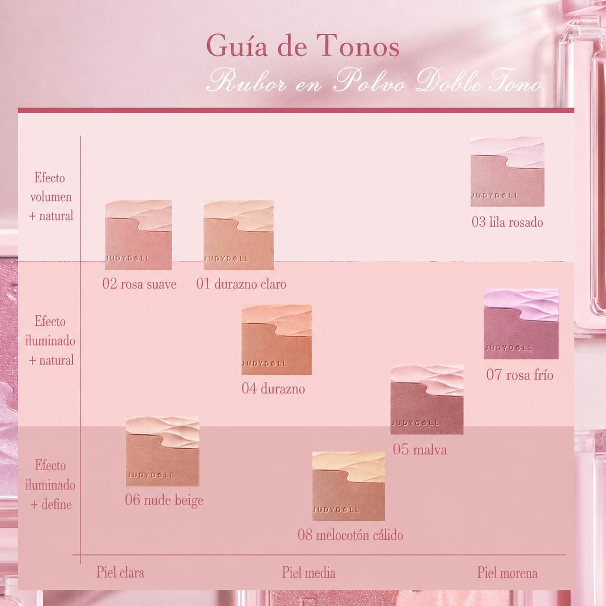 Rubor en Polvo Judydoll Doble Tono Acabado Mate - 3