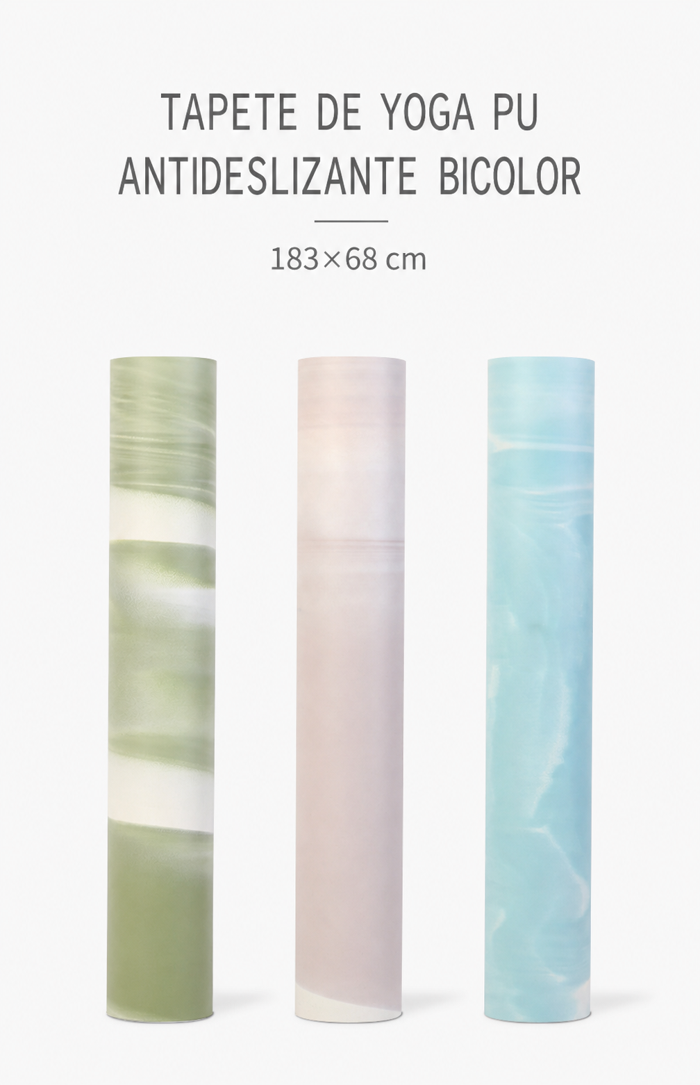 Tapete de Yoga PU antideslizante bicolor 183×68 cm - 11