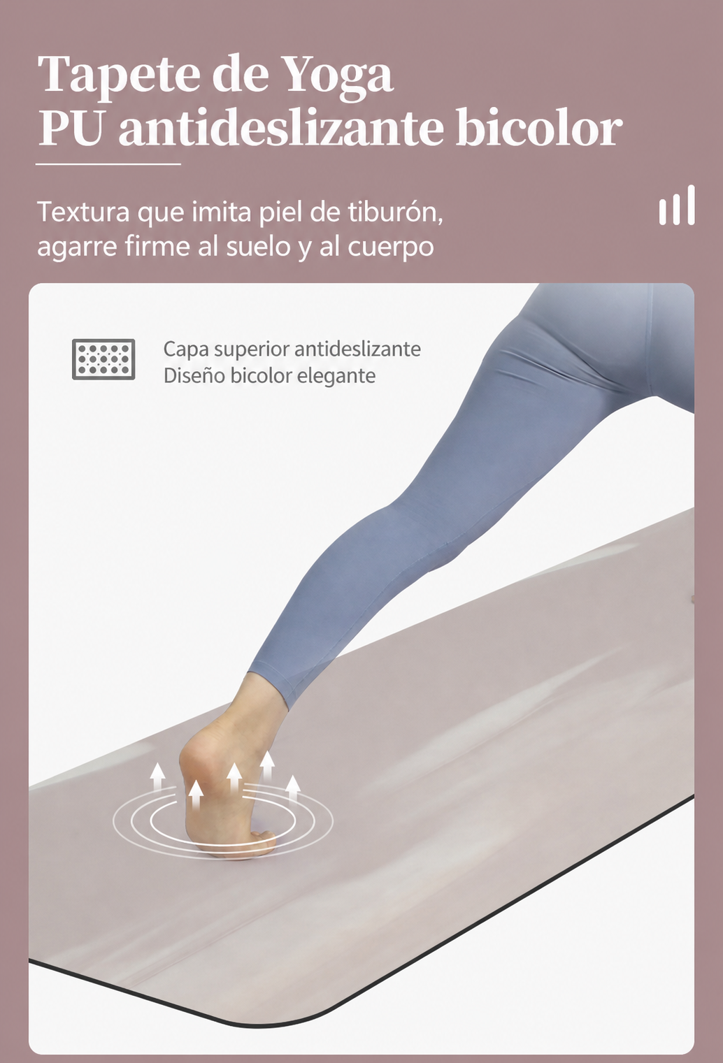 Tapete de Yoga PU antideslizante bicolor 183×68 cm - 13