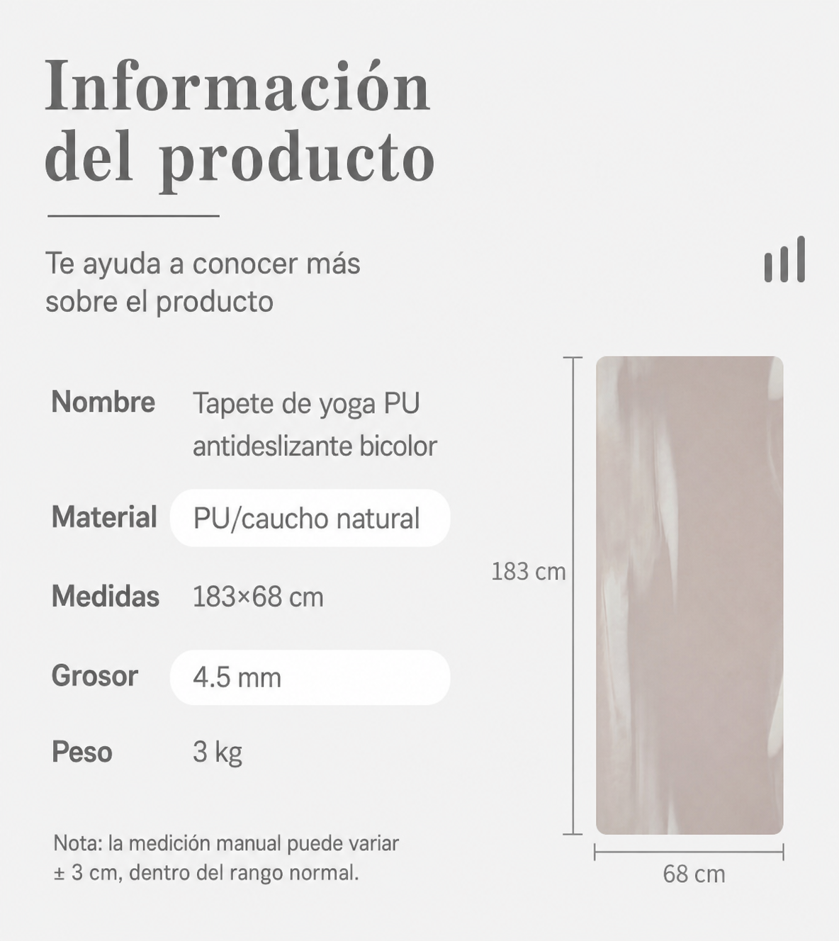 Tapete de Yoga PU antideslizante bicolor 183×68 cm - 16