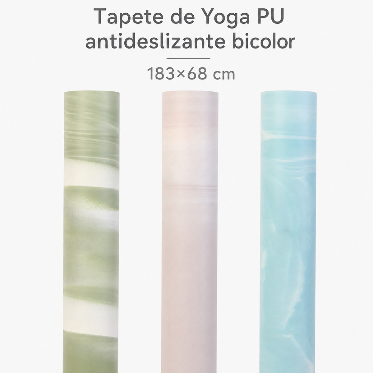 Tapete de Yoga PU antideslizante bicolor 183×68 cm - 3