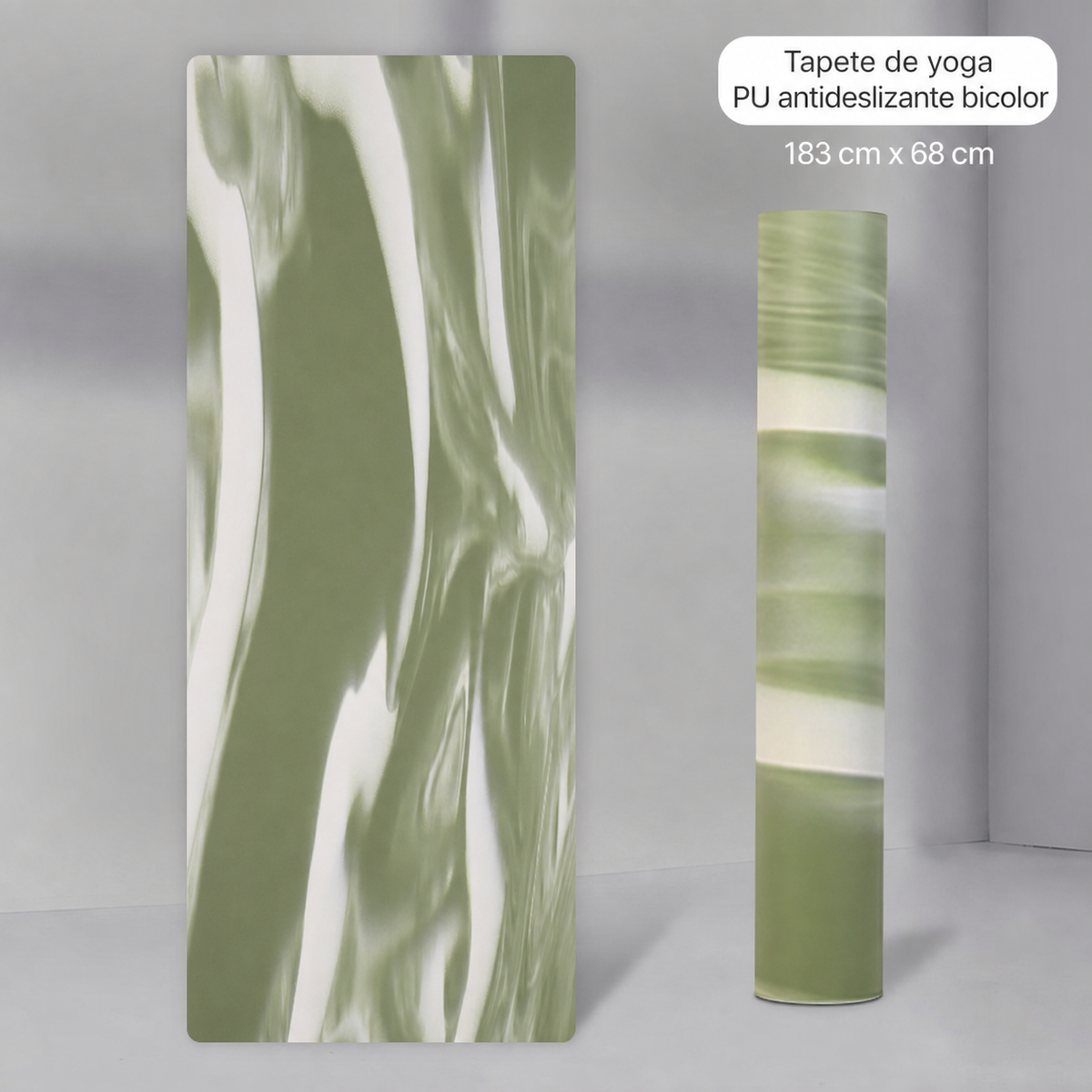 Tapete de Yoga PU antideslizante bicolor 183×68 cm - 9
