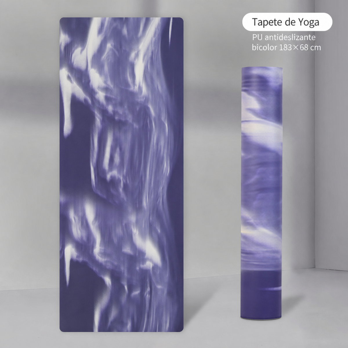 Tapete de Yoga PU antideslizante bicolor 183×68 cm