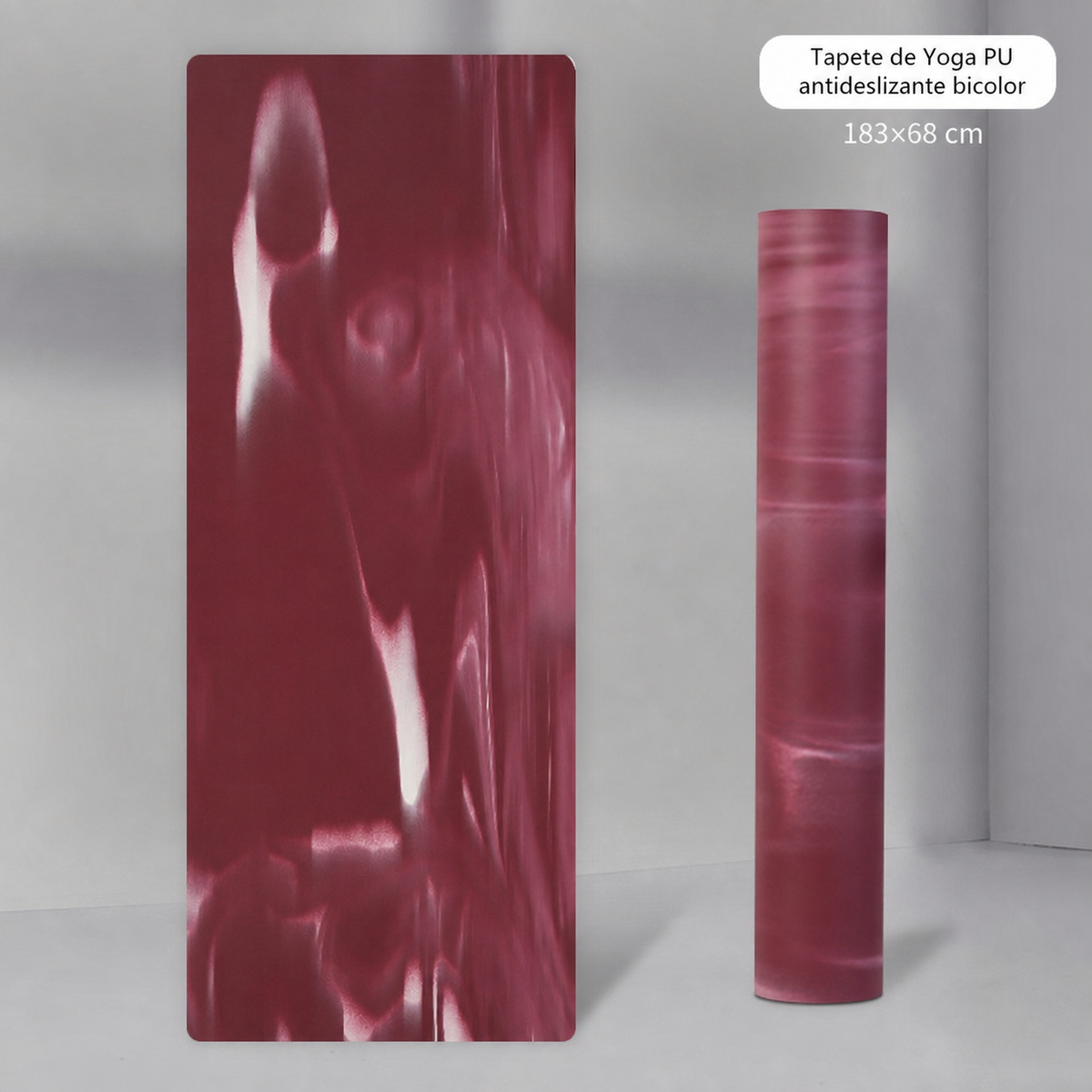 Tapete de Yoga PU antideslizante bicolor 183×68 cm