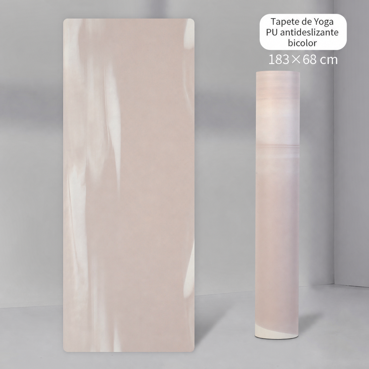 Tapete de Yoga PU antideslizante bicolor 183×68 cm