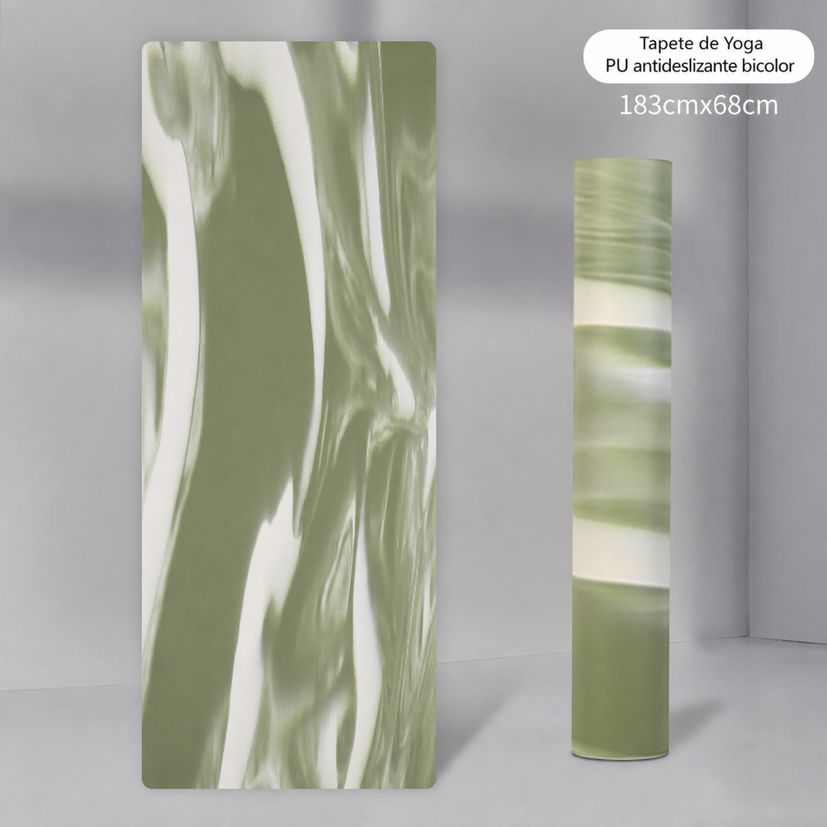 Tapete de Yoga PU antideslizante bicolor 183×68 cm