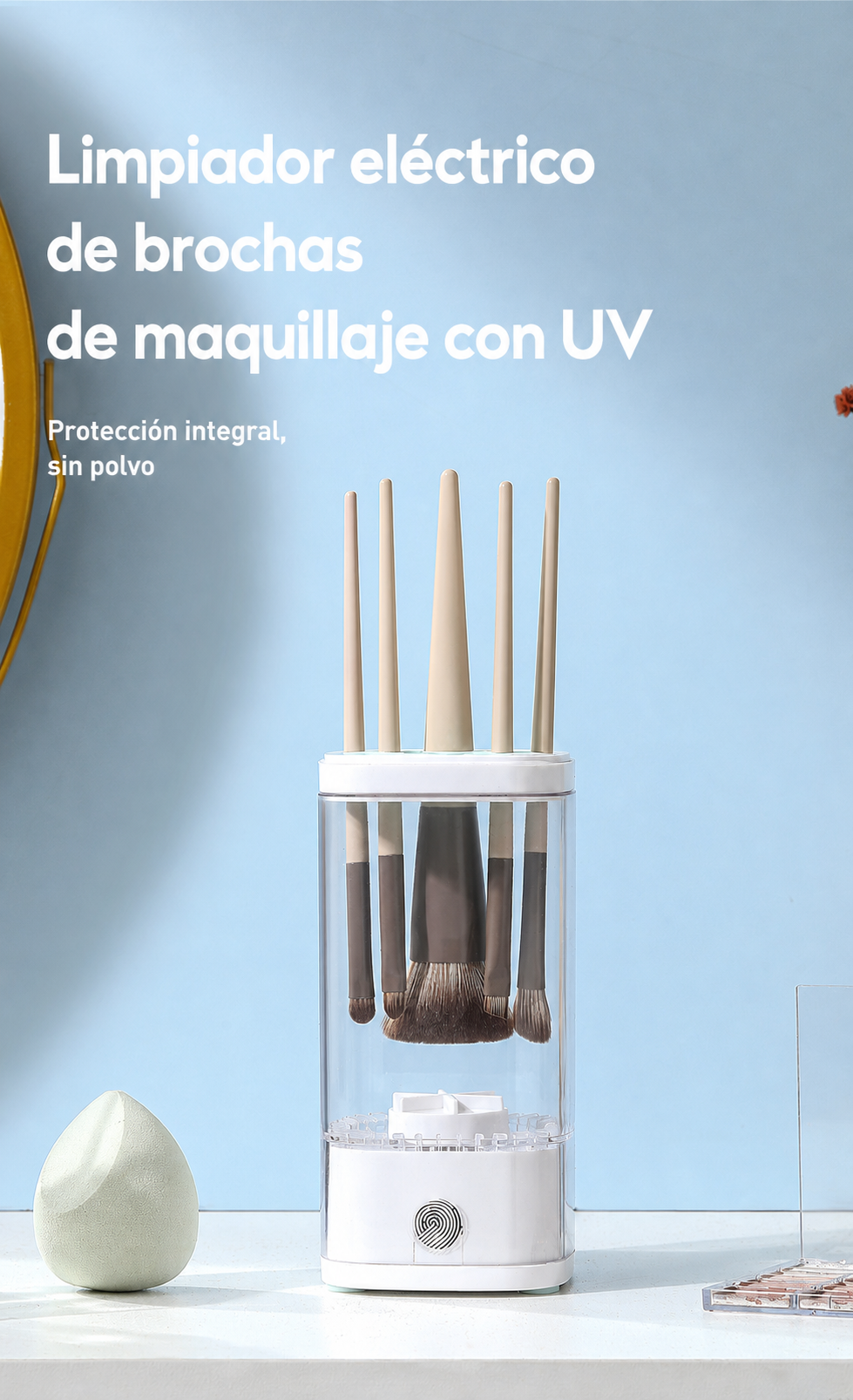 Limpiador eléctrico de brochas de maquillaje con UV - 14