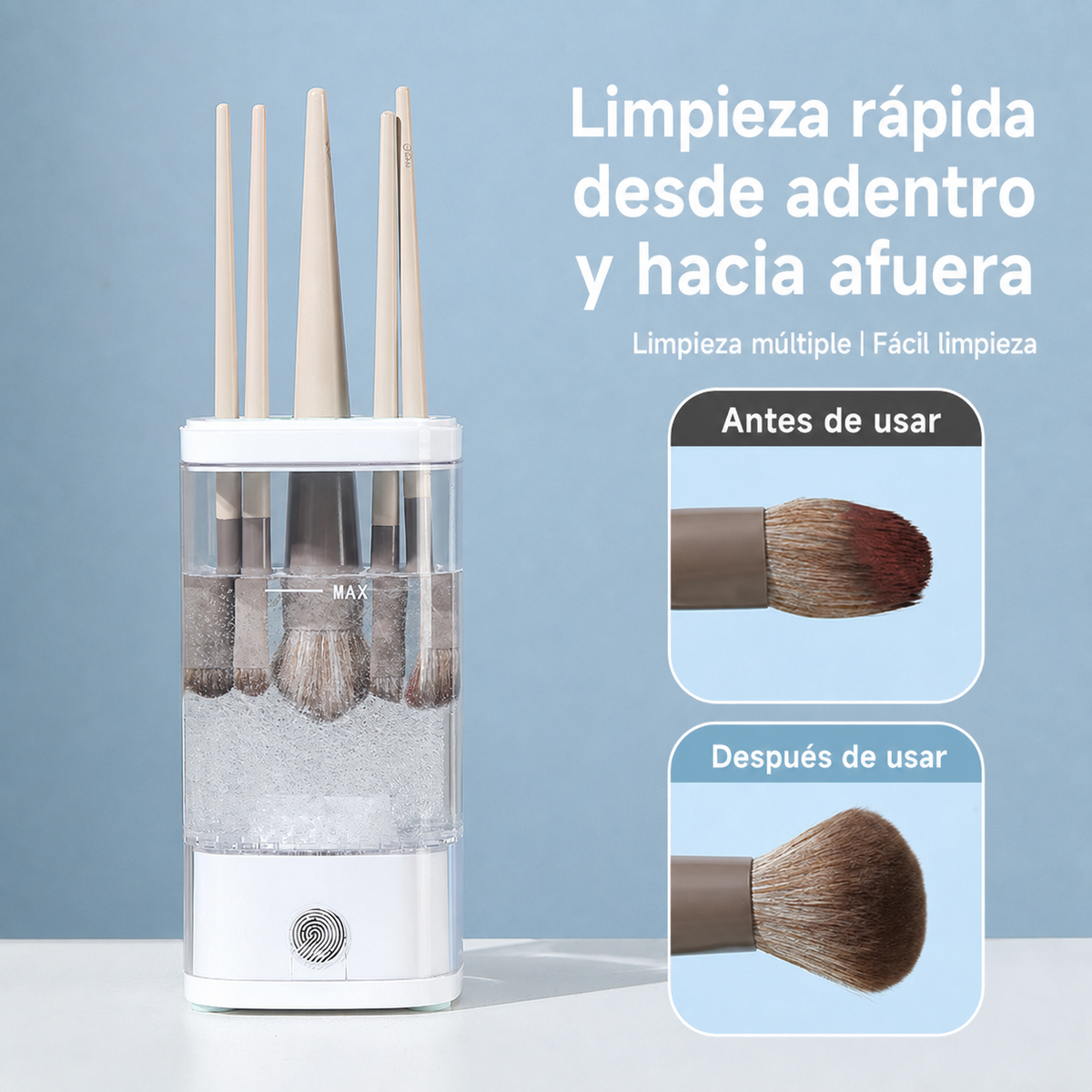 Limpiador eléctrico de brochas de maquillaje con UV - 2
