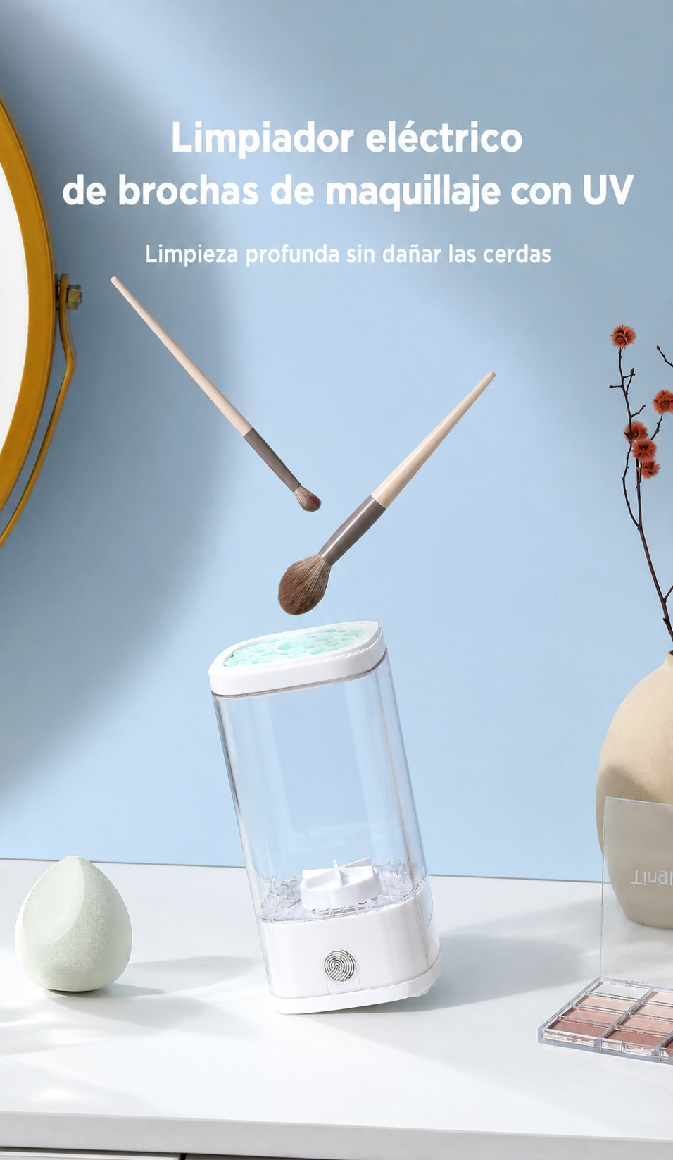 Limpiador eléctrico de brochas de maquillaje con UV - 9