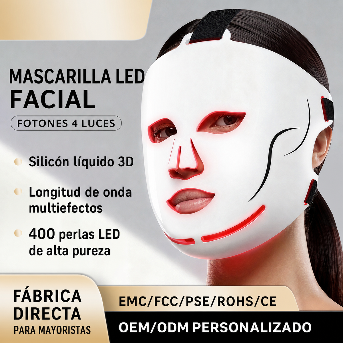 Mascarilla LED Facial Fotones 4 Luces Antienvejecimiento - 1