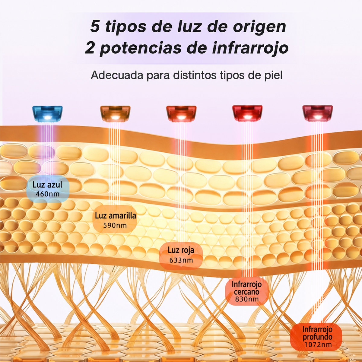 Mascarilla LED Facial Fotones 4 Luces Antienvejecimiento - 2