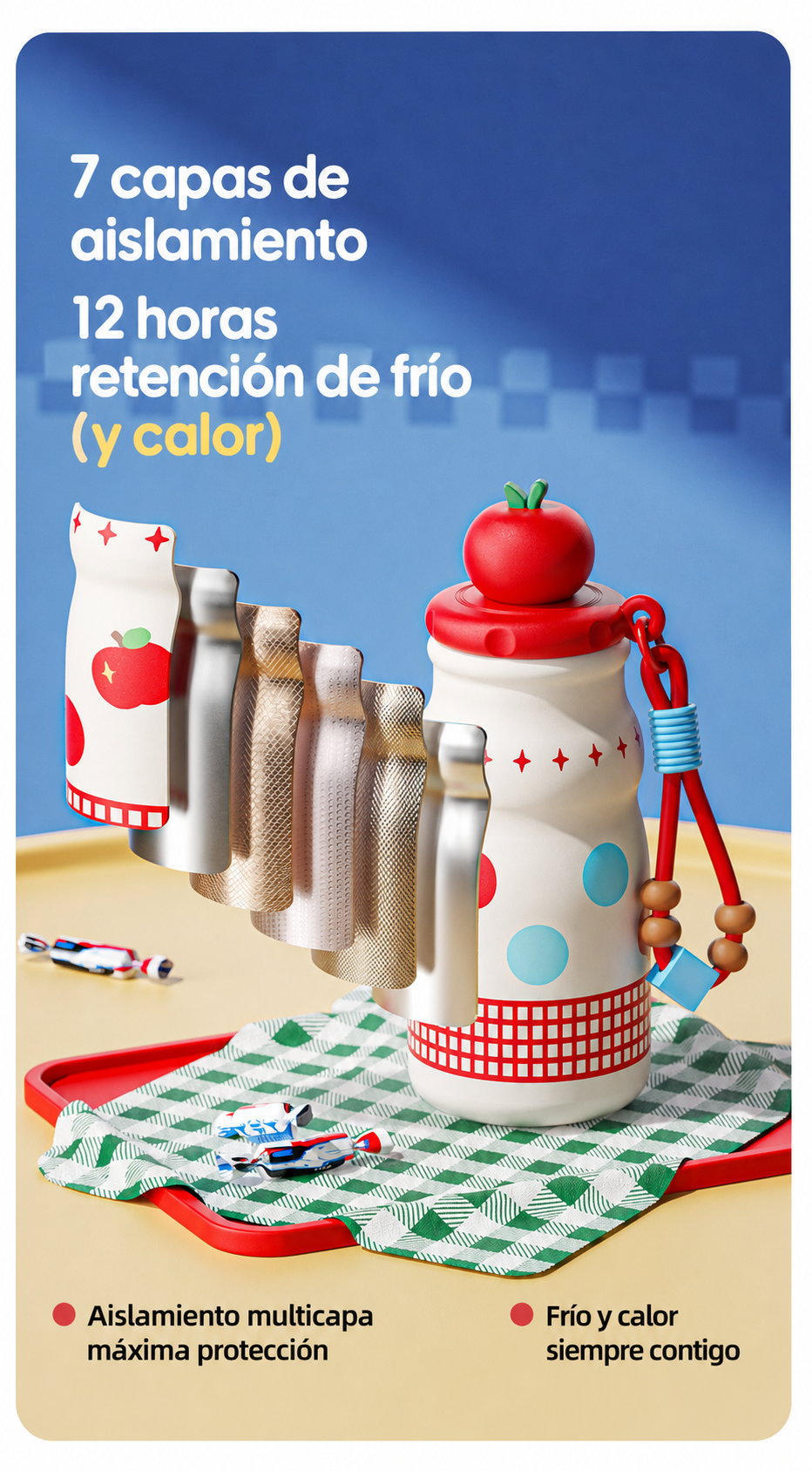 Termo con popote 500 ml acero inoxidable diseños kawaii - 13