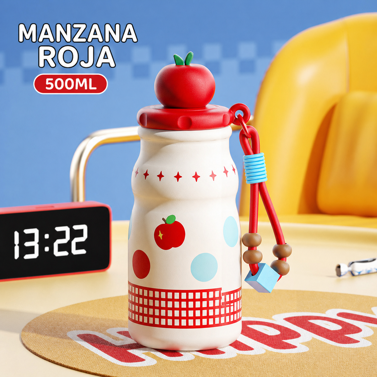 Termo con popote 500 ml acero inoxidable diseños kawaii - 5