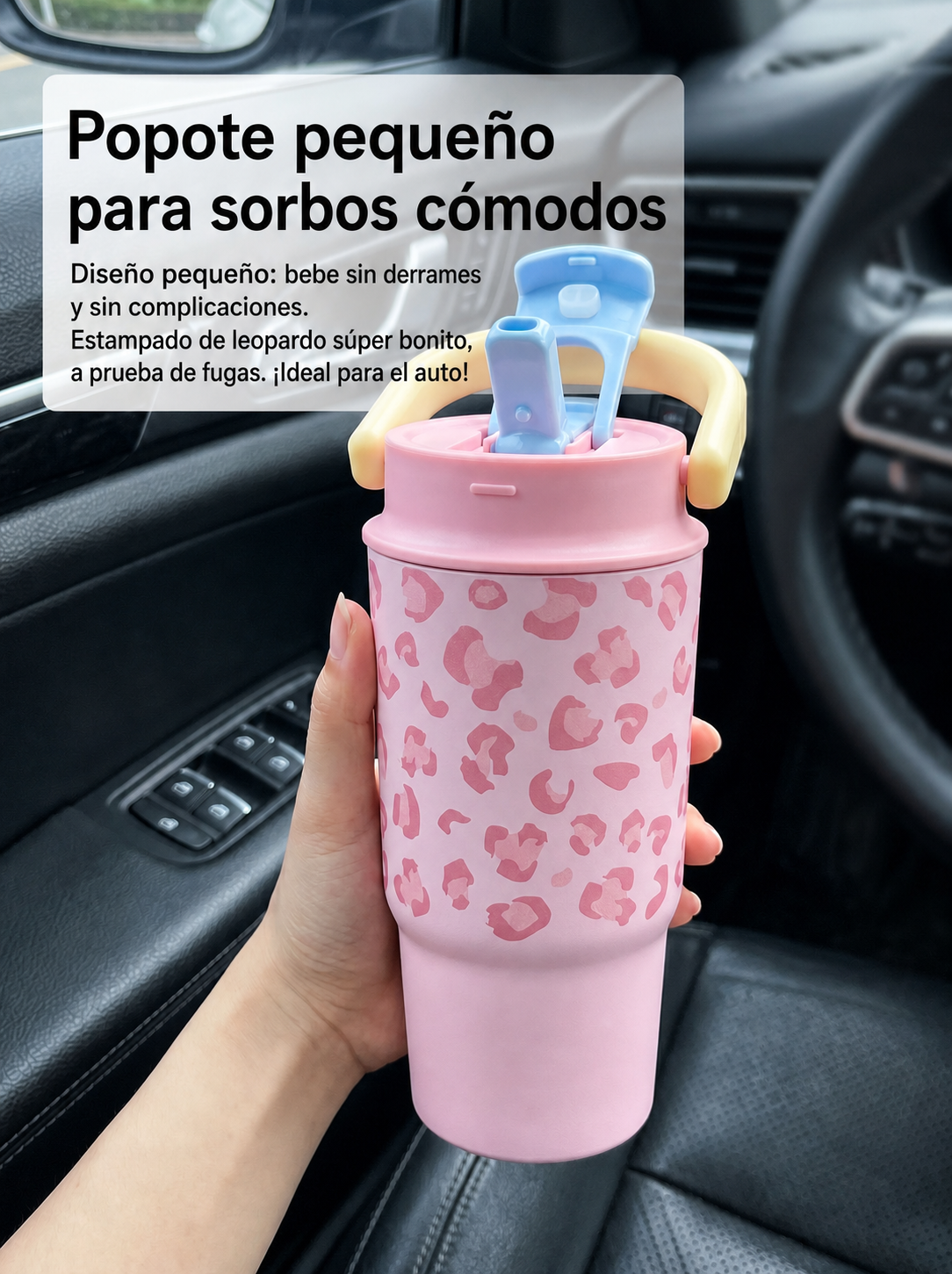 Vaso térmico estampado leopardo con popote 500-650 ml - 13
