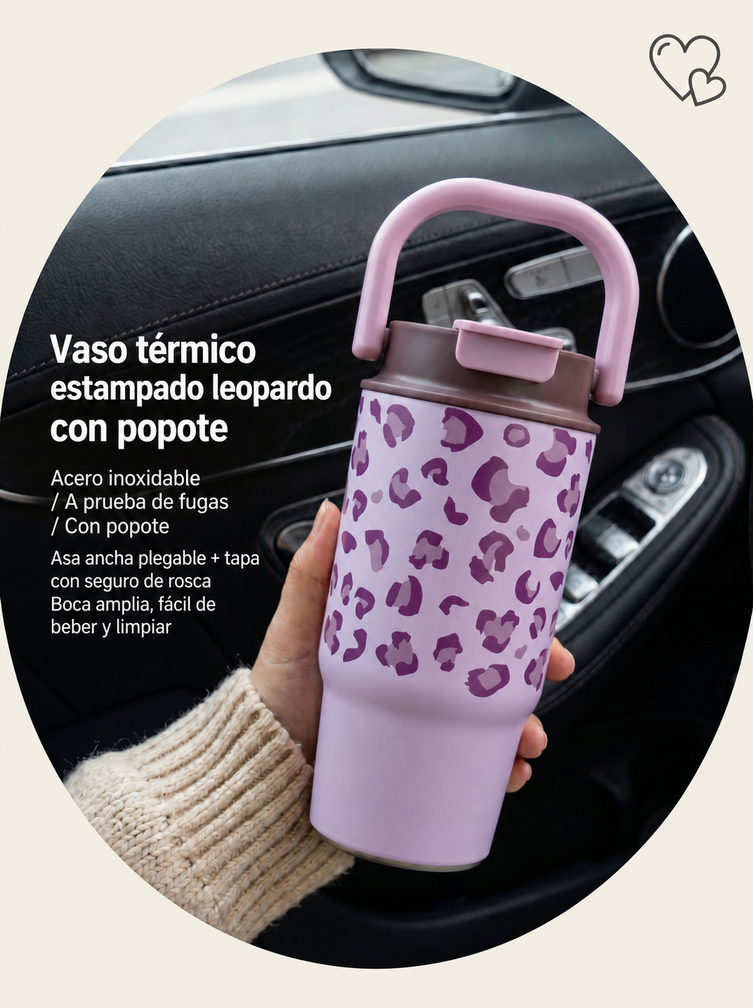 Vaso térmico estampado leopardo con popote 500-650 ml - 14