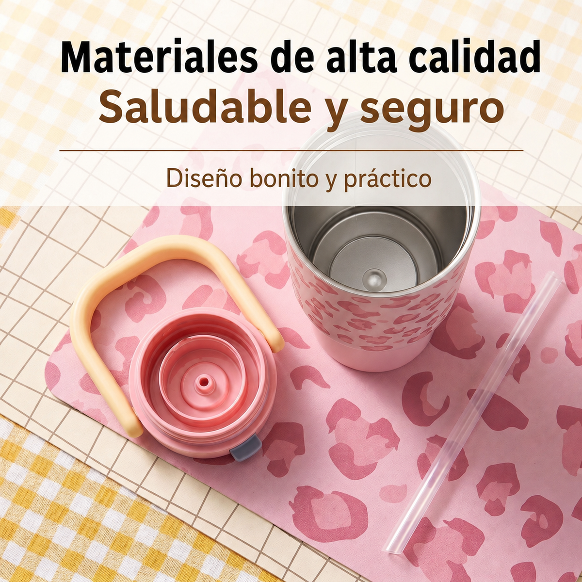 Vaso térmico estampado leopardo con popote 500-650 ml - 15