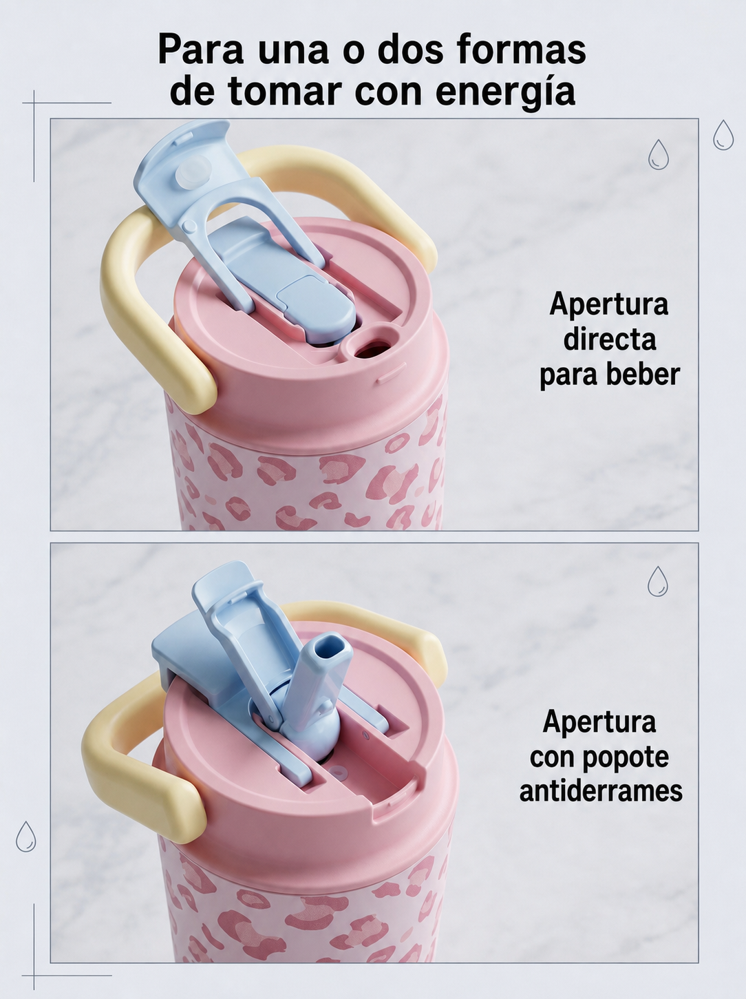 Vaso térmico estampado leopardo con popote 500-650 ml - 16