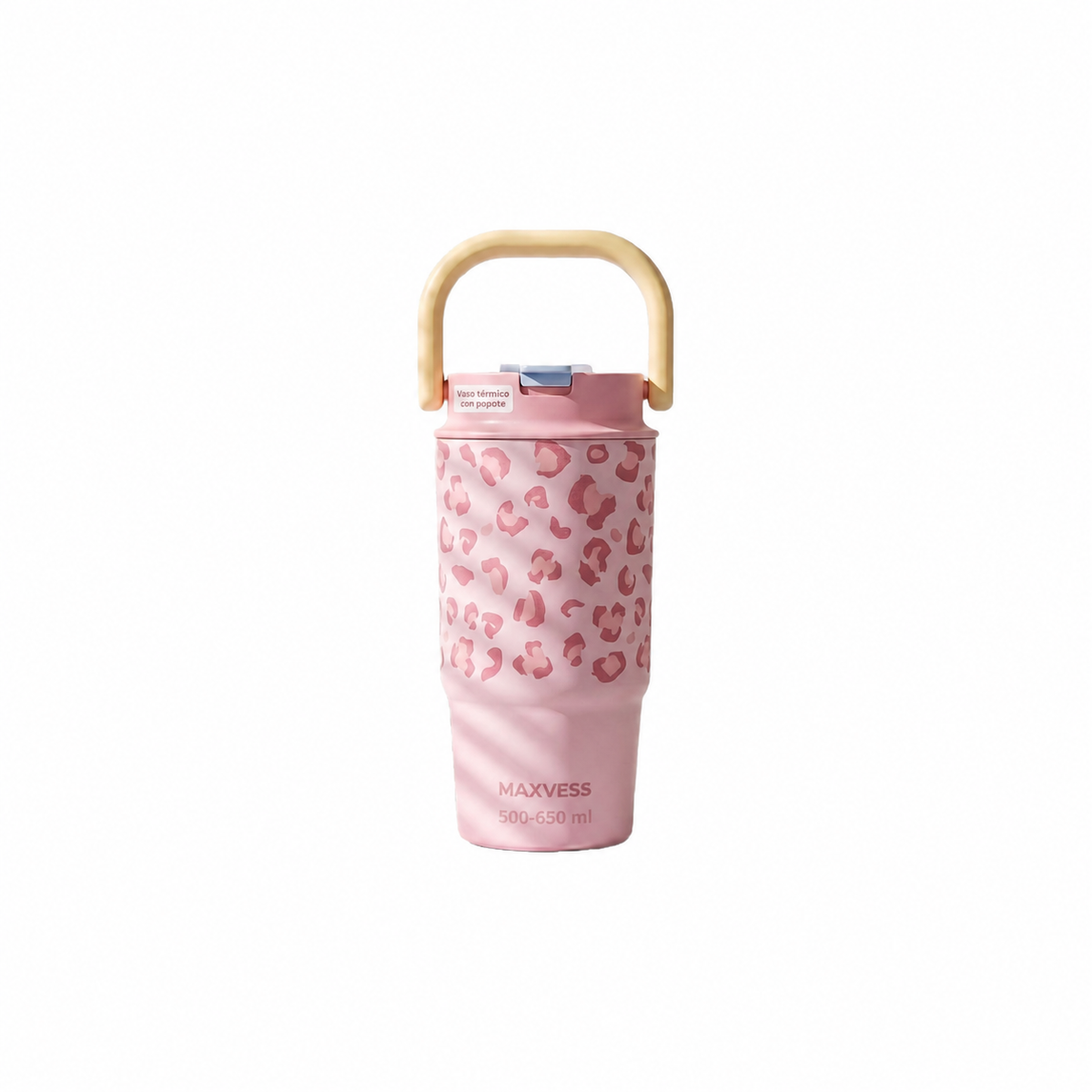 Vaso térmico estampado leopardo con popote 500-650 ml - 5