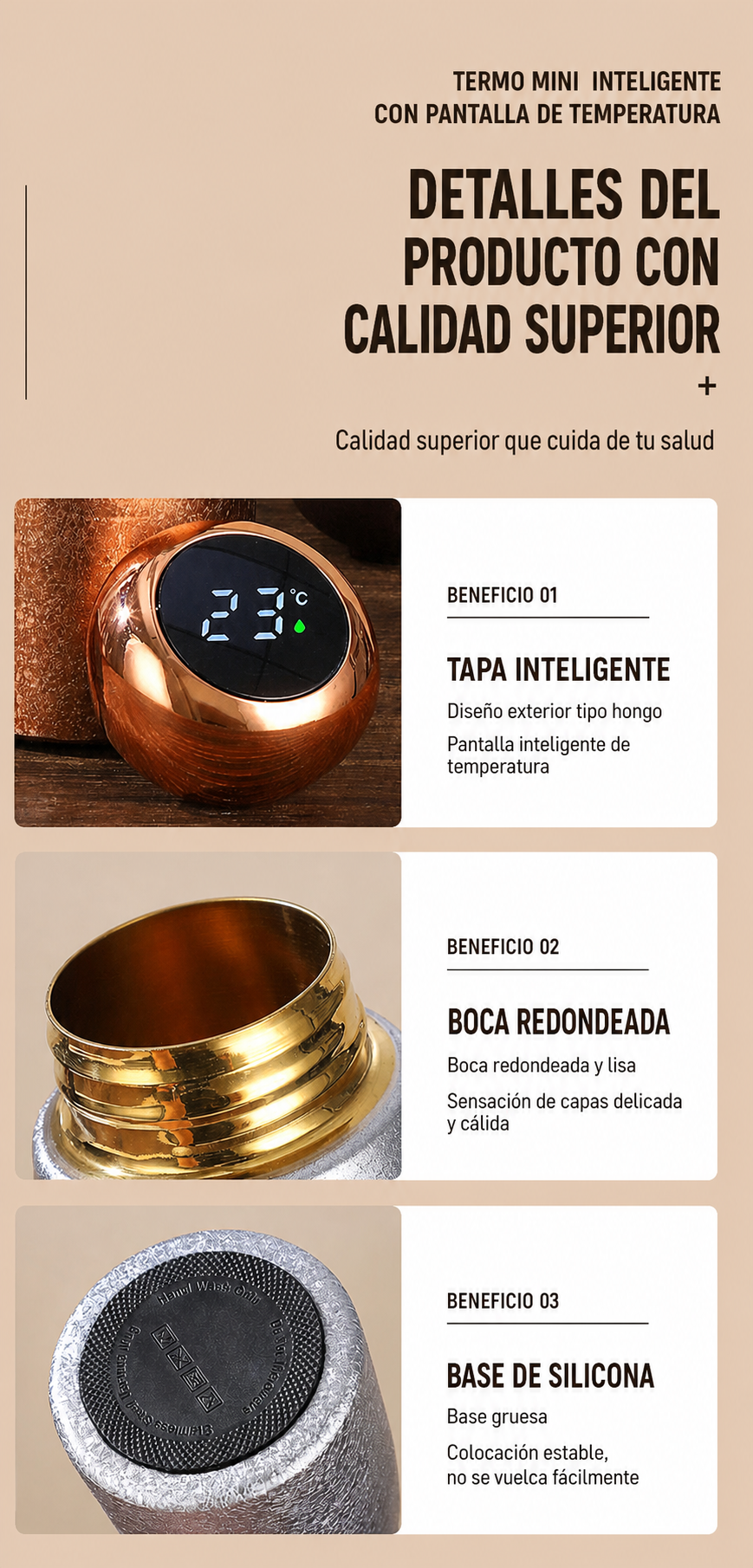 Termo mini 230 ml con indicador de temperatura inteligente - 24
