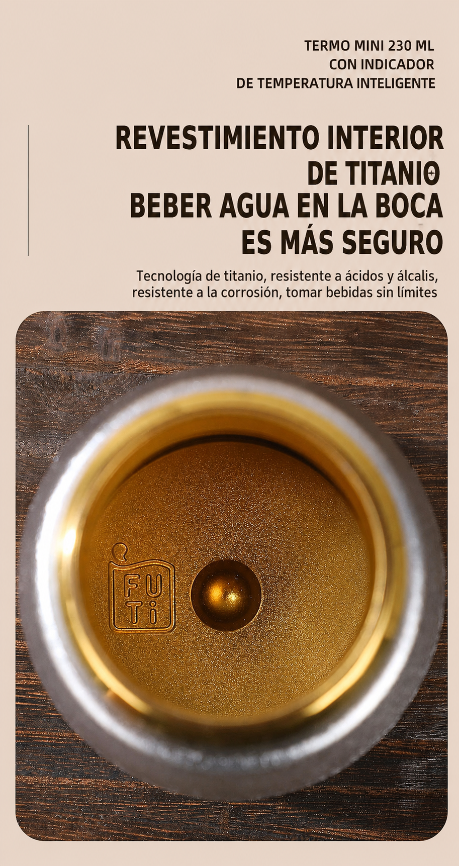 Termo mini 230 ml con indicador de temperatura inteligente - 28