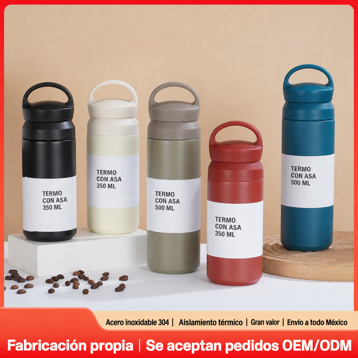 Termo con asa de acero inoxidable 304 – 350 ml y 500 ml - 1