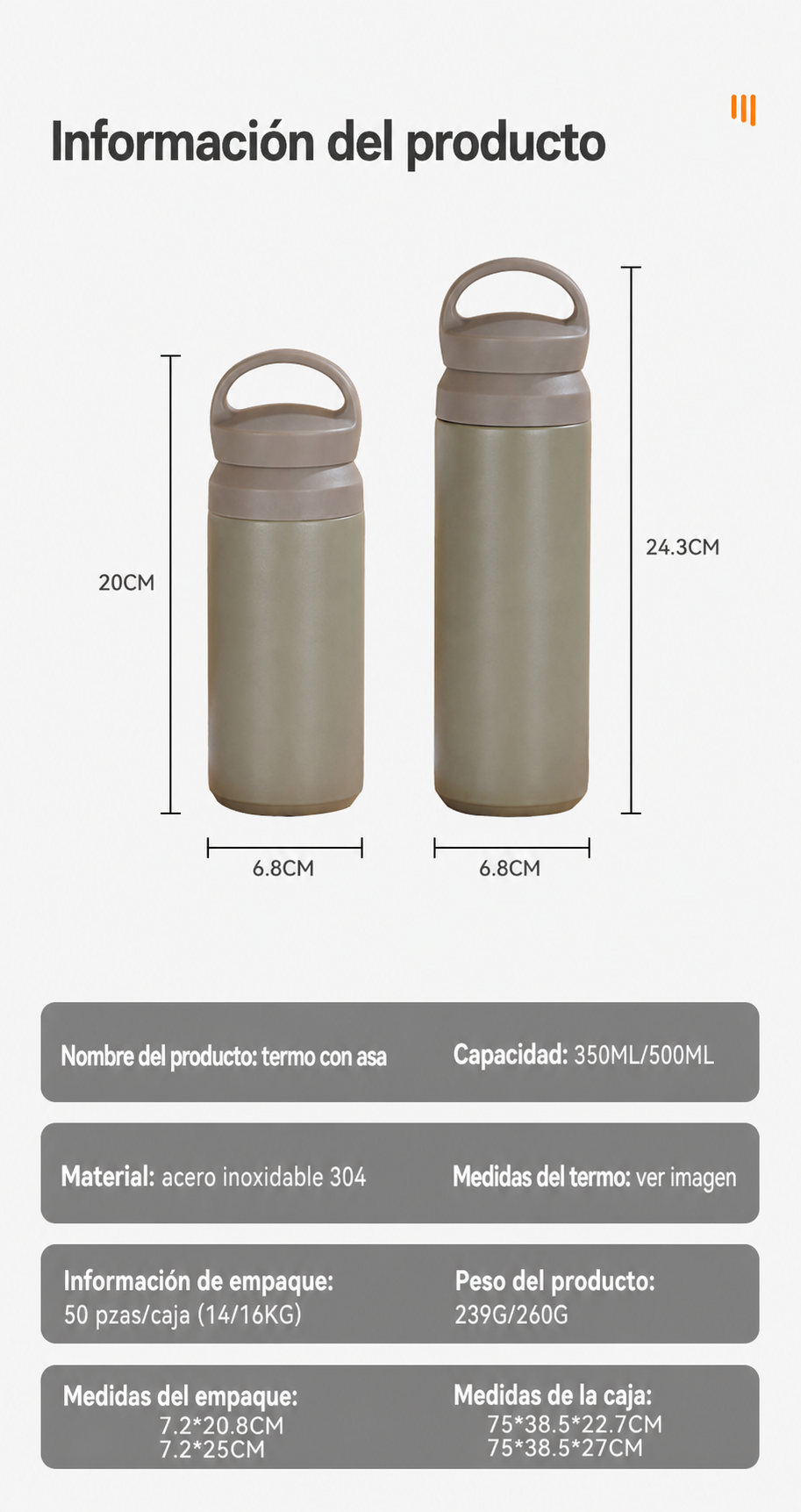 Termo con asa de acero inoxidable 304 – 350 ml y 500 ml - 11