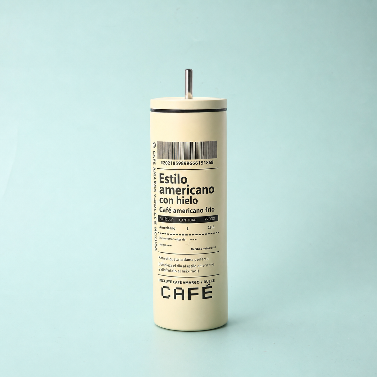 Vaso térmico de acero inoxidable con popote 590 ml - 12