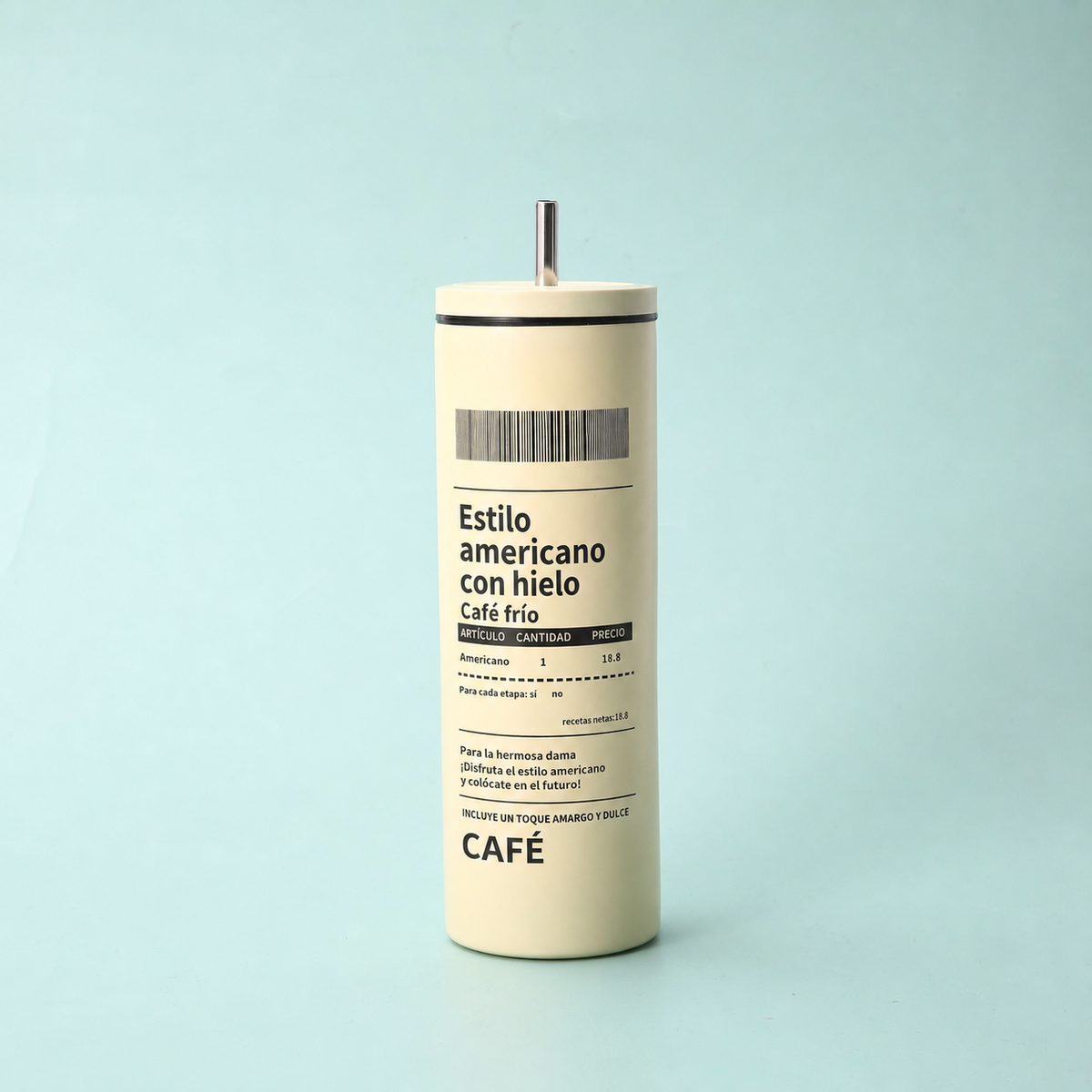 Vaso térmico de acero inoxidable con popote 590 ml - 6