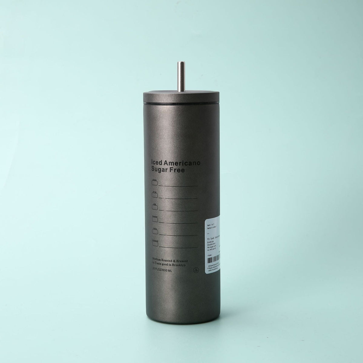 Vaso térmico de acero inoxidable con popote 590 ml