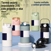 Termo de 1 y 1.2 Litros | acero inoxidable con popote y asa - 1