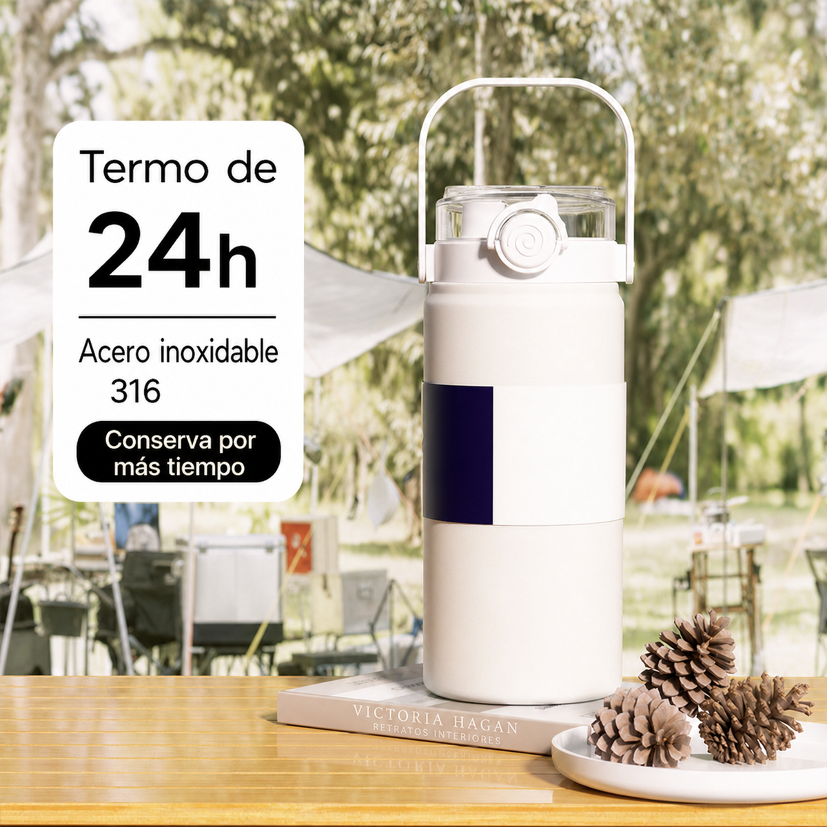 Termo de 1 y 1.2 Litros | acero inoxidable con popote y asa