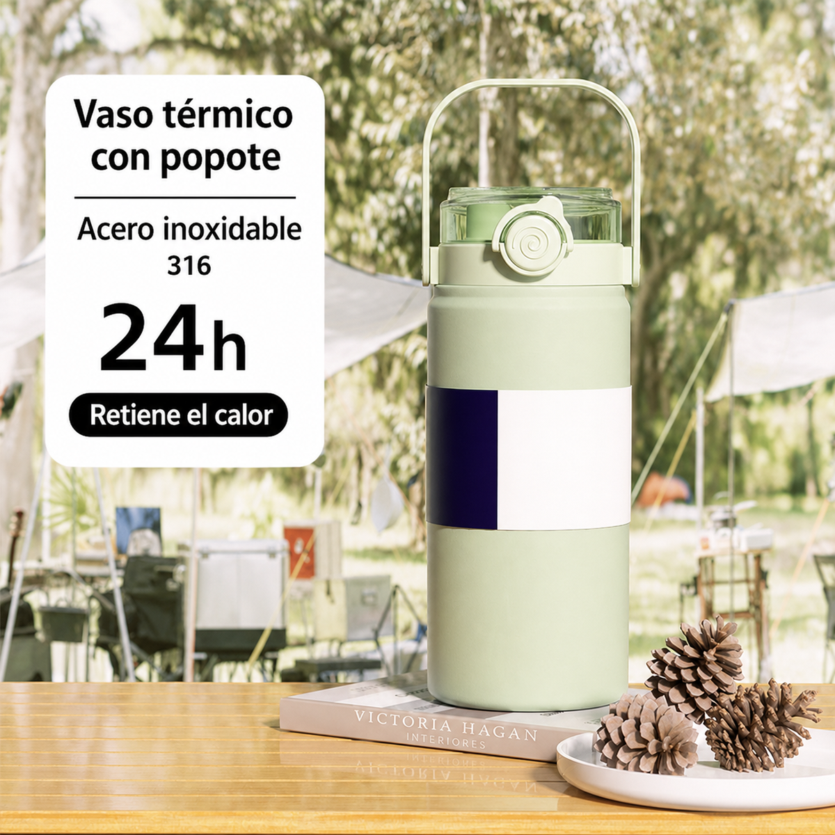 Termo de 1 y 1.2 Litros | acero inoxidable con popote y asa