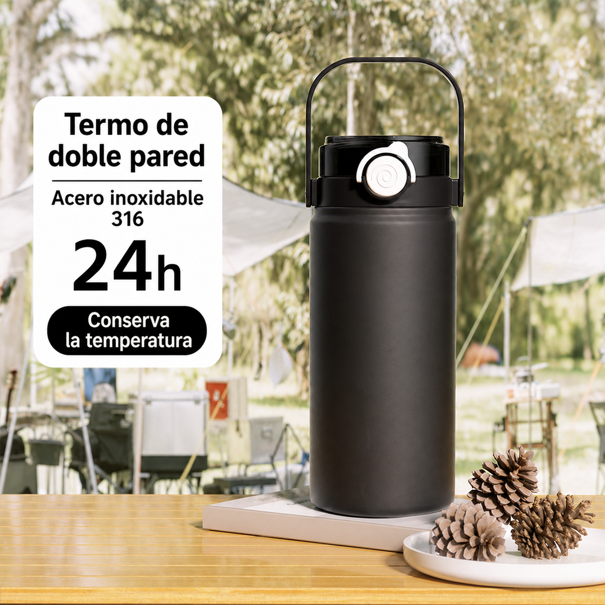 Termo de 1 y 1.2 Litros | acero inoxidable con popote y asa