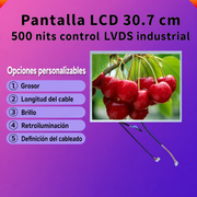 Pantalla LCD 30.7 cm 500 nits LVDS control industrial - 1