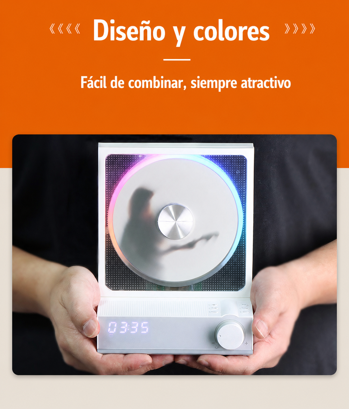 Reproductor de CD Bluetooth retro con luces RGB - 12