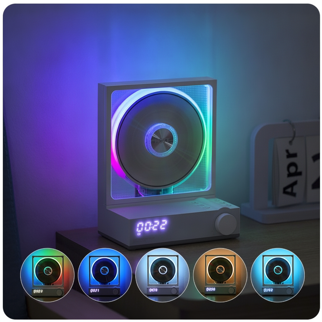 Reproductor de CD Bluetooth retro con luces RGB - 2