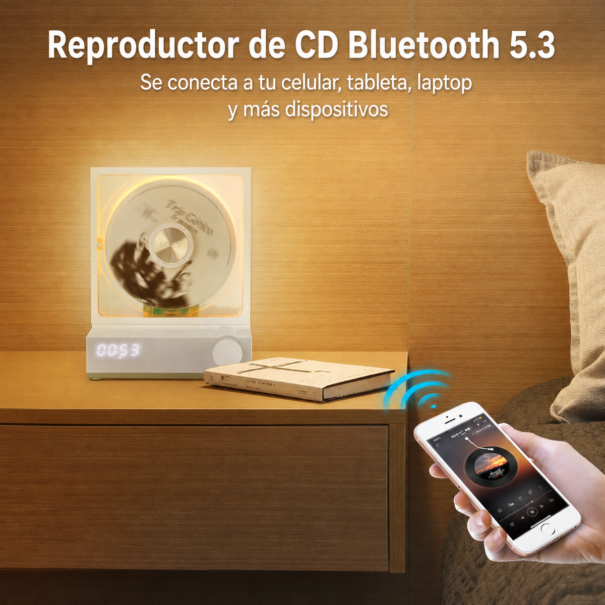 Reproductor de CD Bluetooth retro con luces RGB - 3