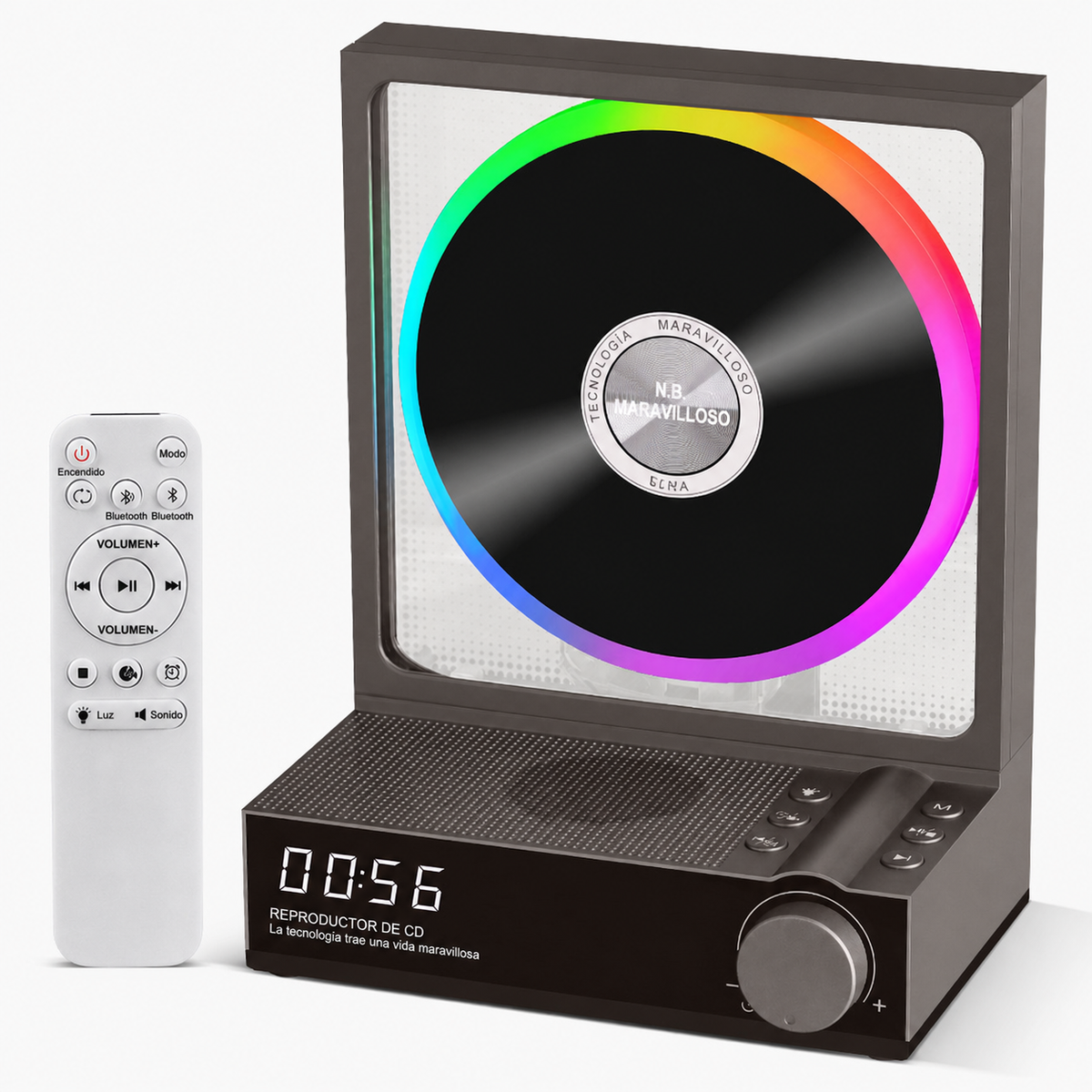 Reproductor de CD Bluetooth retro con luces RGB - 5
