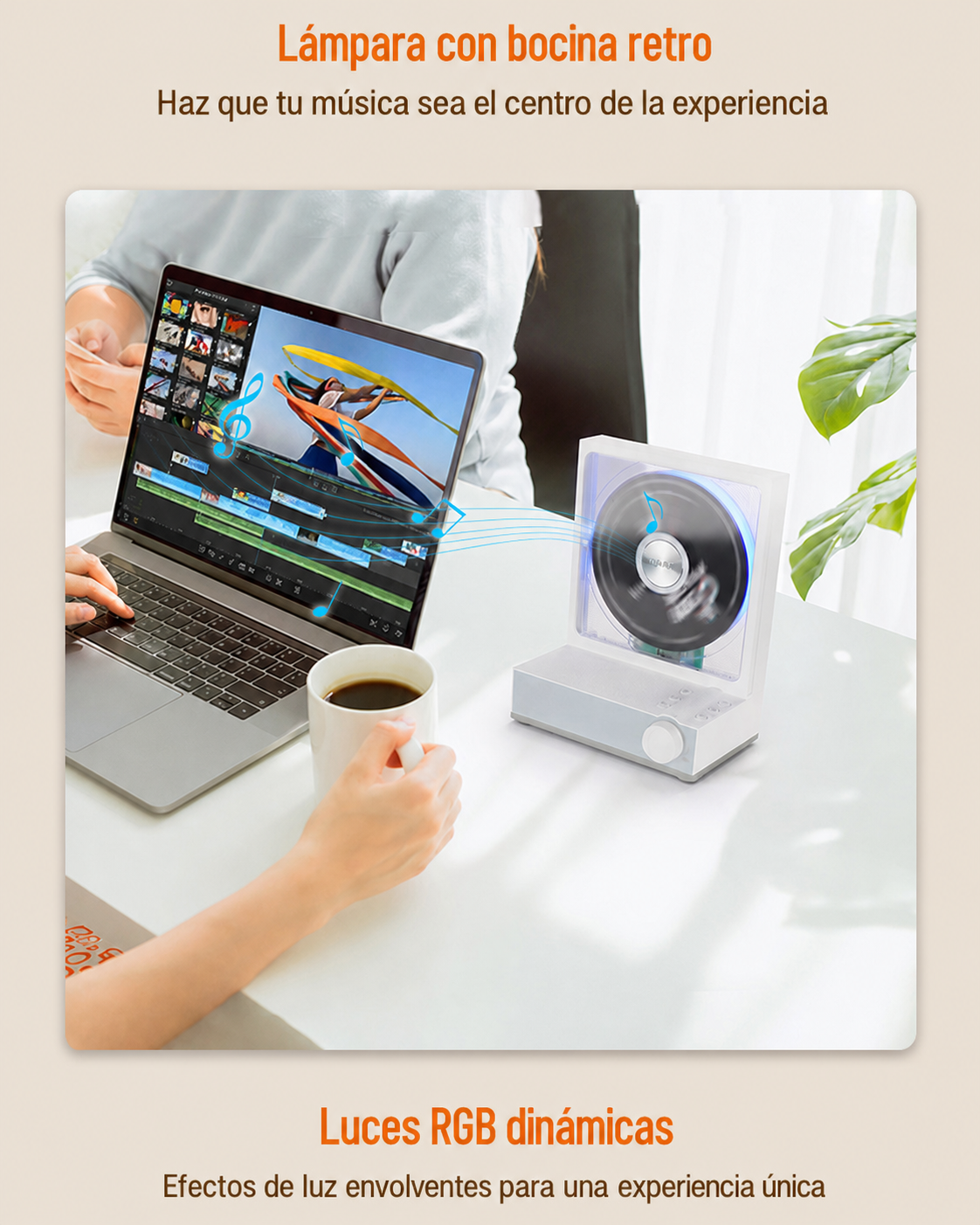 Reproductor de CD Bluetooth retro con luces RGB - 10