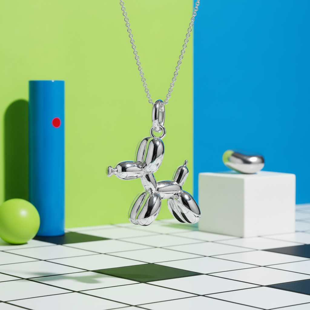 Collar de Perro Globo en Plata S925: Arte Contemporáneo