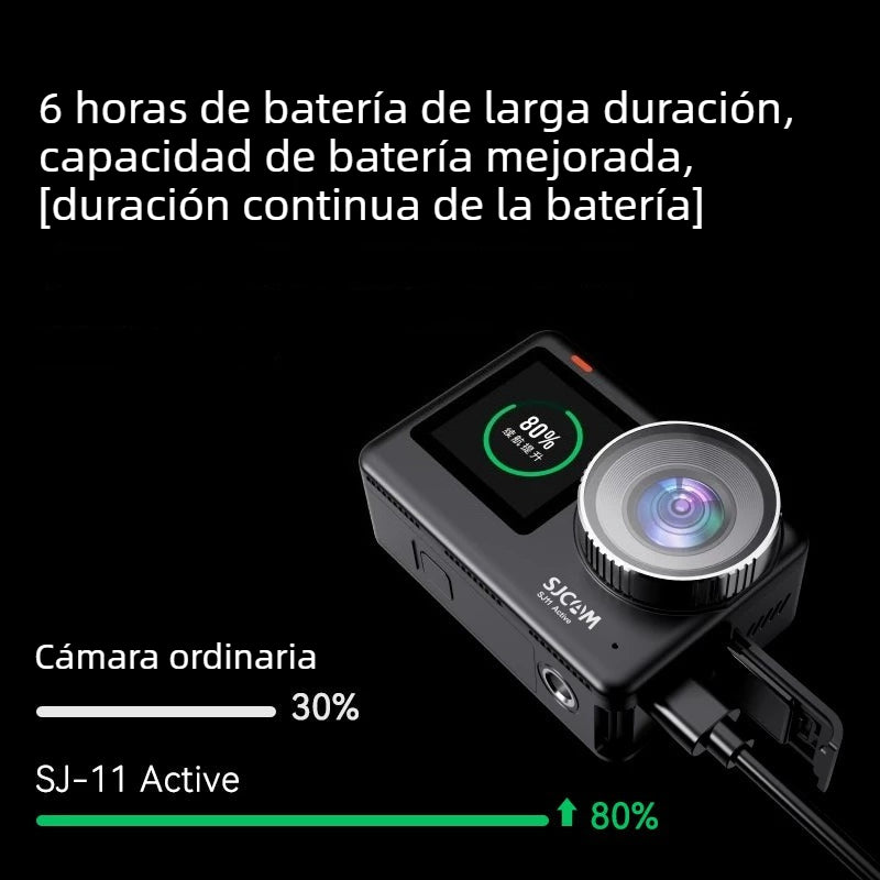 Cámara de acción SJCAM SJ11 con doble pantalla, cámara para motocicleta, cámara 4K Ultra HD, vista panorámica