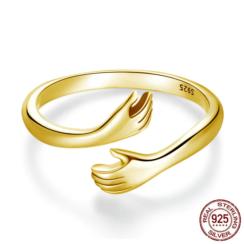 Anillo Abrazo de Plata 925: Diseño Abierto – Símbolo de Amistad