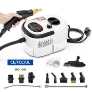 Limpiadora a vapor 2500W blanca con tanque de 1200ml y accesorios multifunción para limpieza de cocina, baño y suelos