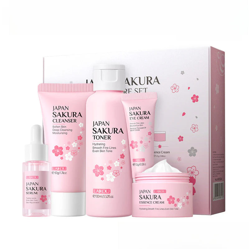 Set de Regalo Cuidado Facial LaiKou – Hidratación y Reparación con Esencia y Crema (5 Piezas)