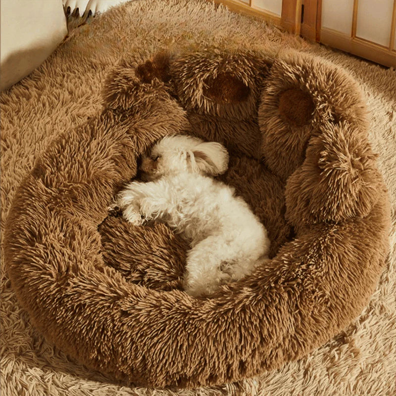 Cama para Gatos con Forma de Patita: cama para Otoño e Invierno, Semi-Cerrada, Lavable.